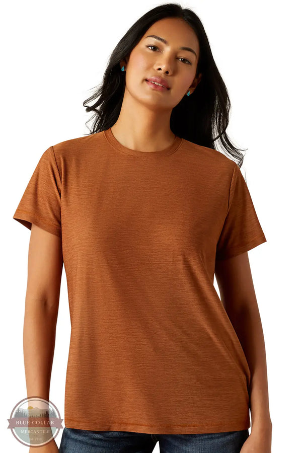 Ariat 10055175 Laguna Back Logo Short Sleeve T-Shirt in Brown, front
