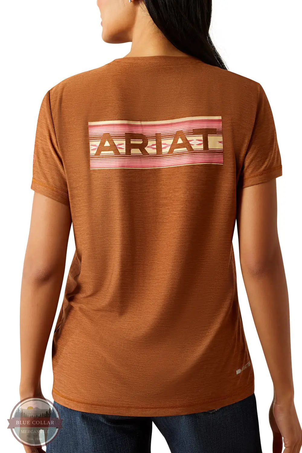 Ariat 10055175 Laguna Back Logo Short Sleeve T-Shirt in Brown, rear