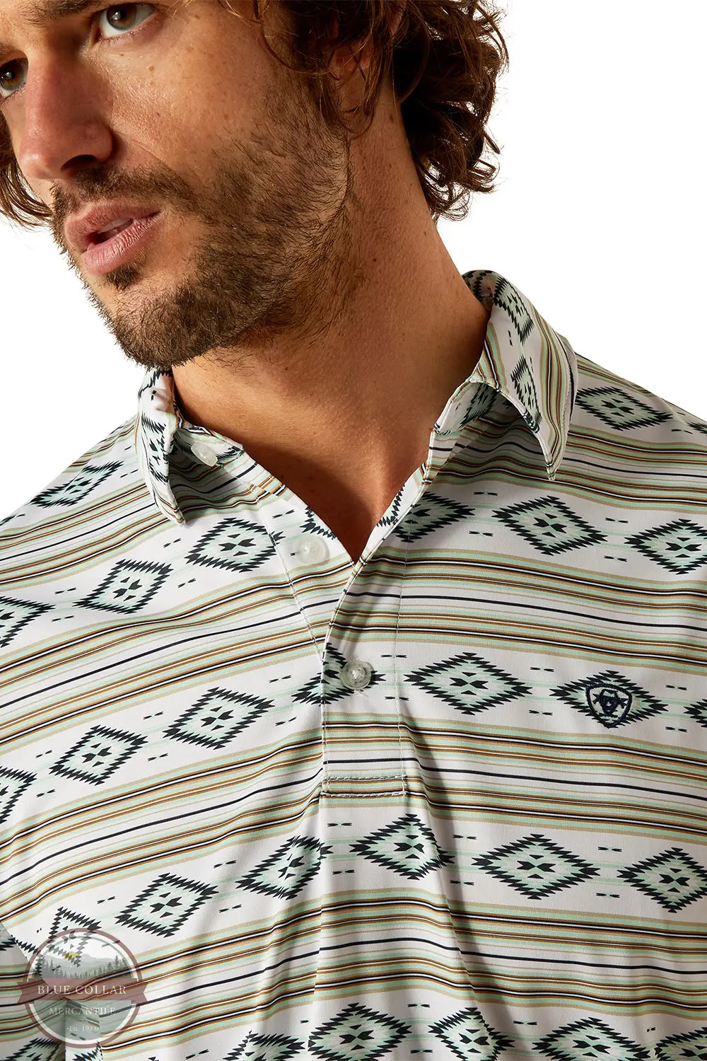 Ariat 10055185 All Over Southwest Print Short Sleeve Polo Shirt, zoom
