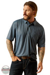 Ariat 10055187 All Over Southwest Print Short Sleeve Polo Shirt in Blue, front