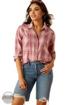 Ariat 10055217 Billie Jean Print Long Sleeve Shirt in Pink Plaid, front