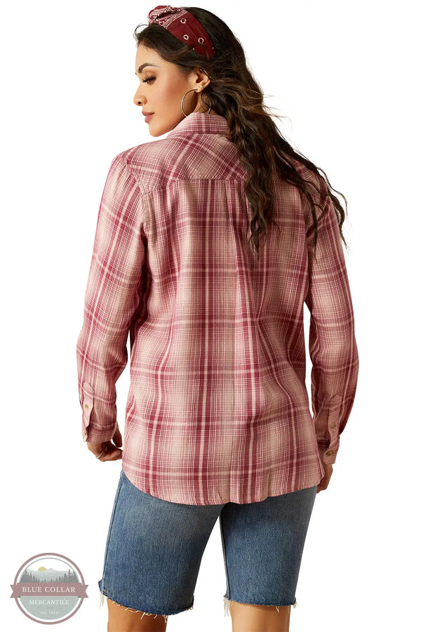 Ariat 10055217 Billie Jean Print Long Sleeve Shirt in Pink Plaid, rear