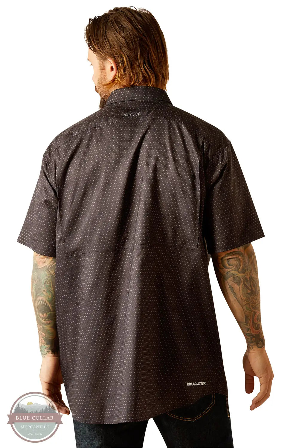 Ariat 10055242 VentTEK Allover Print Short Sleeve Shirt in Black, rear