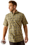 Ariat 10055265 Rebar Made Tough DuraStretch Plaid Short Sleeve Shirt in Green Plaid, front