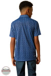Ariat 10055423 Allover Print Short Sleeve Polo Shirt in Blue, rear