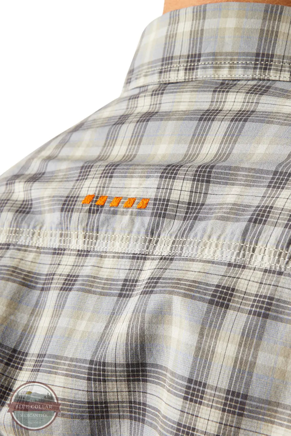 Ariat 10058535 Rebar Made Tough DuraStretch Plaid Short Sleeve Shirt in Gray Plaid, zoom