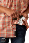 Ariat 10058536 Rebar Made Tough VentTEK DuraStretch Short Sleeve Shirt in Red Orange, microfiber cloth