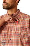Ariat 10058536 Rebar Made Tough VentTEK DuraStretch Short Sleeve Shirt in Red Orange, pocket