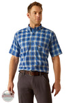 Ariat 10058537 Rebar Made Tough VentTEK DuraStretch Short Sleeve Shirt in Blue Plaid model front view