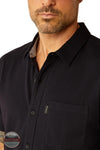 Ariat 10058539 Retro Button Down Short Sleeve Shirt in Black, buttons