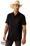 Ariat 10058539 Retro Button Down Short Sleeve Shirt in Black, front