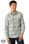Ariat 10058701 Howe Retro Fit Long Sleeve Shirt in Blue & Tan, front