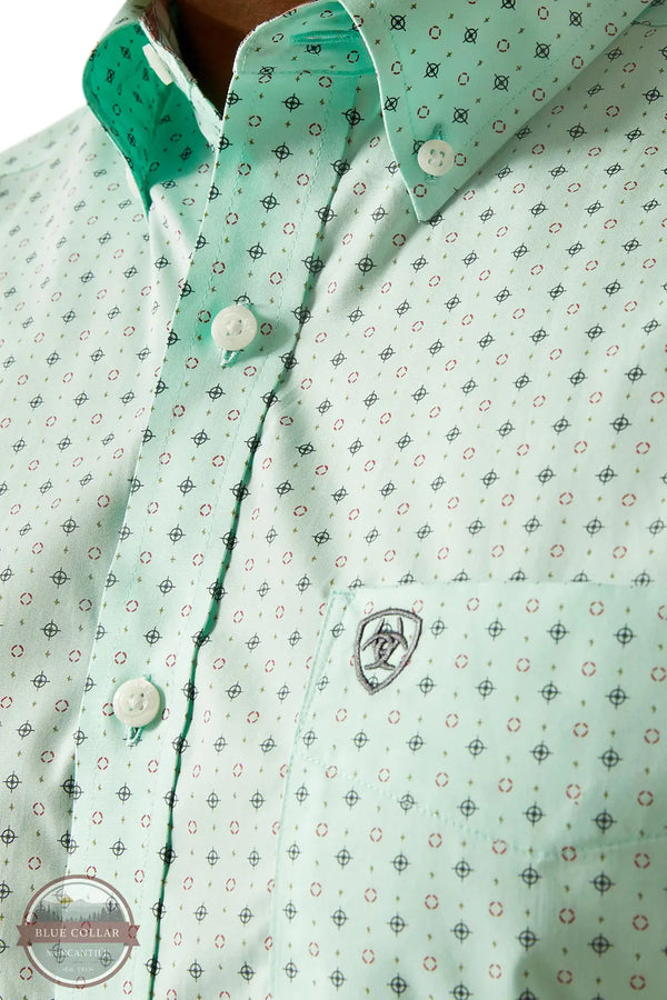 Ariat 10058741 Wrinkle Free Ellis Classic Allover Print Shirt in Teal, buttons