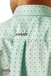 Ariat 10058741 Wrinkle Free Ellis Classic Allover Print Shirt in Teal, collar logo