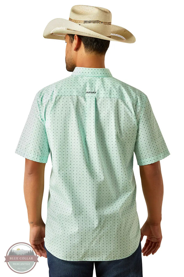 Ariat 10058741 Wrinkle Free Ellis Classic Allover Print Shirt in Teal, rear