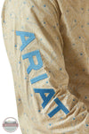 Ariat 10058978 Team Alder Fitted Shirt in Khaki & Blue, sleeve