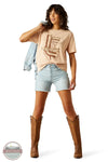 Ariat 10060383 Short Sleeve Roadside Longline T-Shirt in Cream, model