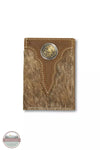 Ariat A3548802 Mexican Eagle Trifold Wallet in Tan with Calf Hair Front View