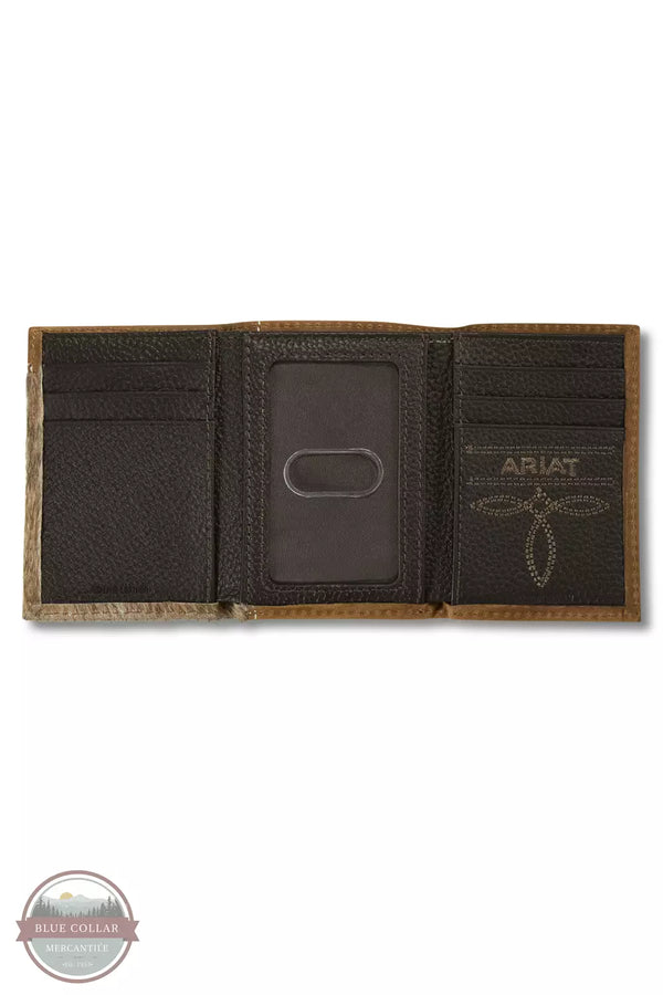 Ariat A3548802 Mexican Eagle Trifold Wallet in Tan with Calf Hair Inside View