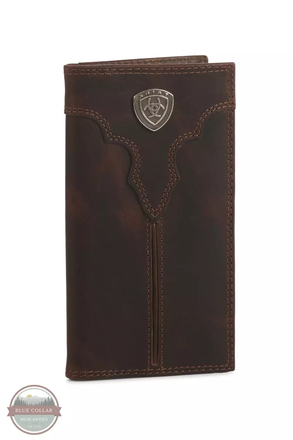 Ariat A3550002 Center Ridge Rodeo Checkbook Wallet in Brown Front View