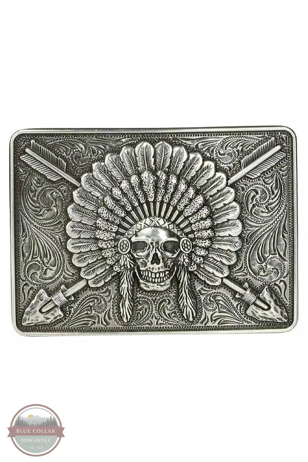 Ariat A37009 Chief Skull with Headdress Buckle Front View