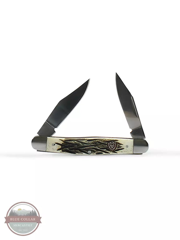 Ariat A710010708 Large Folding Double Blade Muskrat Pocket Knife with Bone Handle Profile View