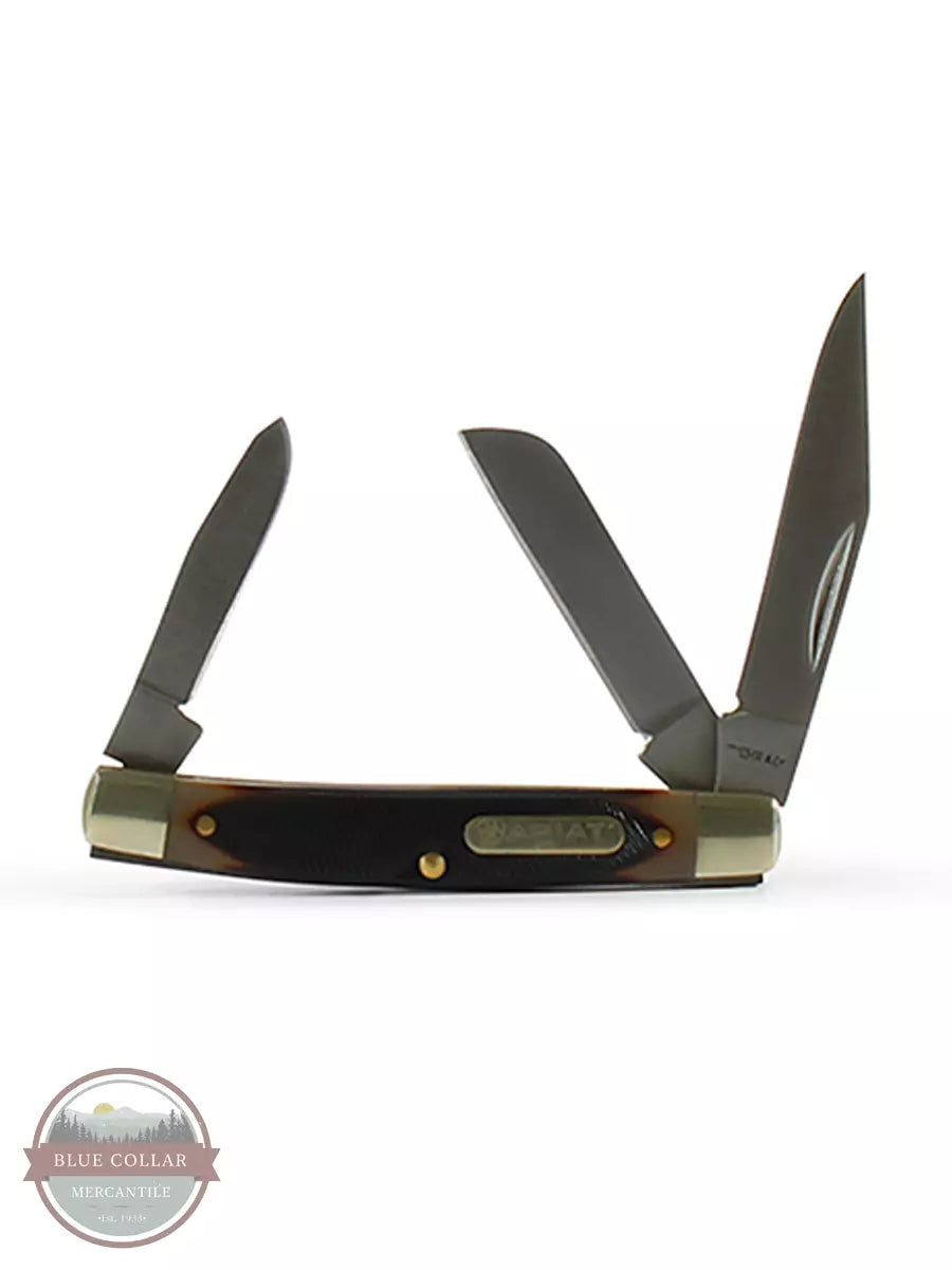 Ariat A710010802 Large Stockman Folding Pocket Knife with Brown Bone Handle Profile View