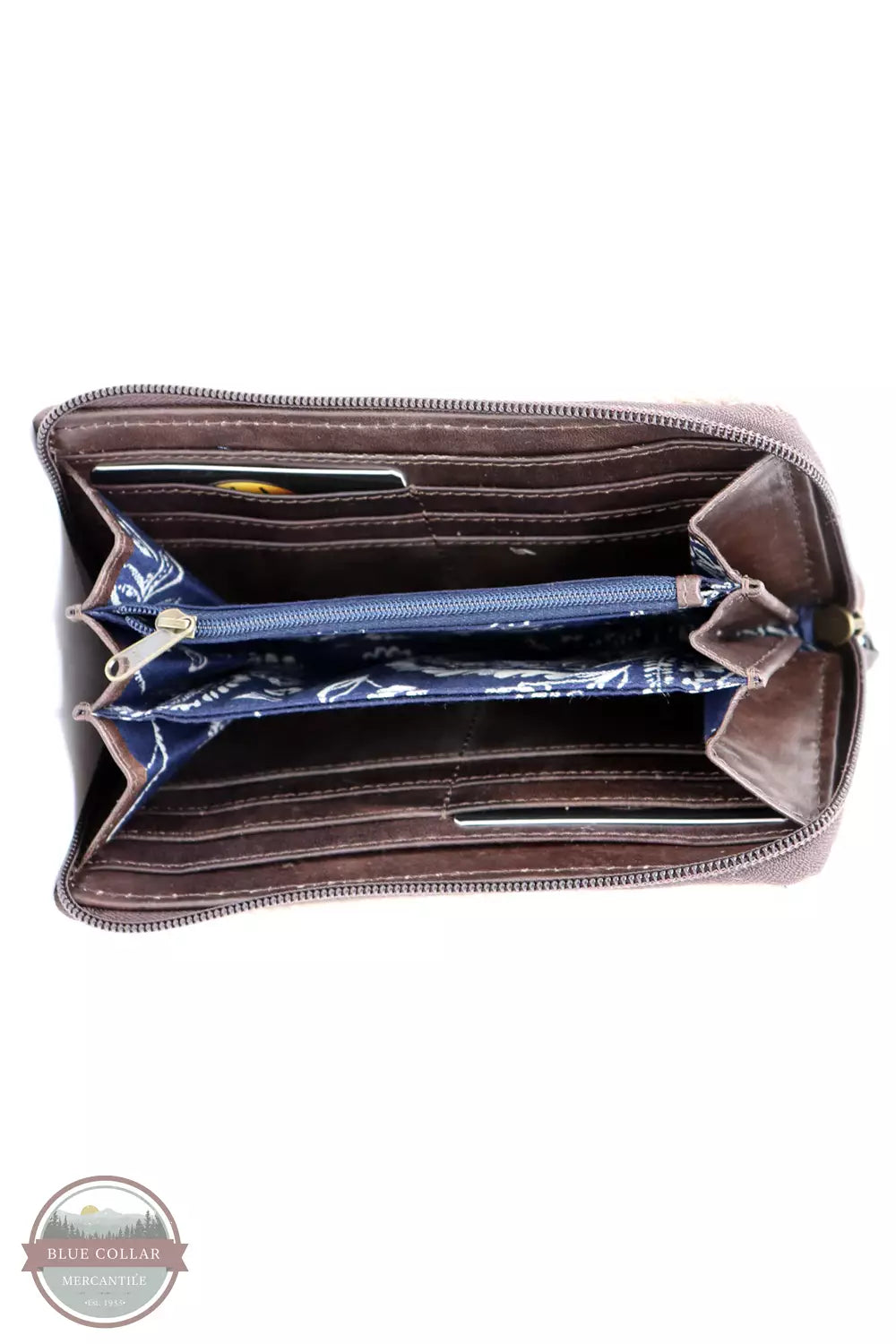 Ariat A770011002 Audrey Clutch Wallet with Floral Embroidery & Fringe in Brown Inside View