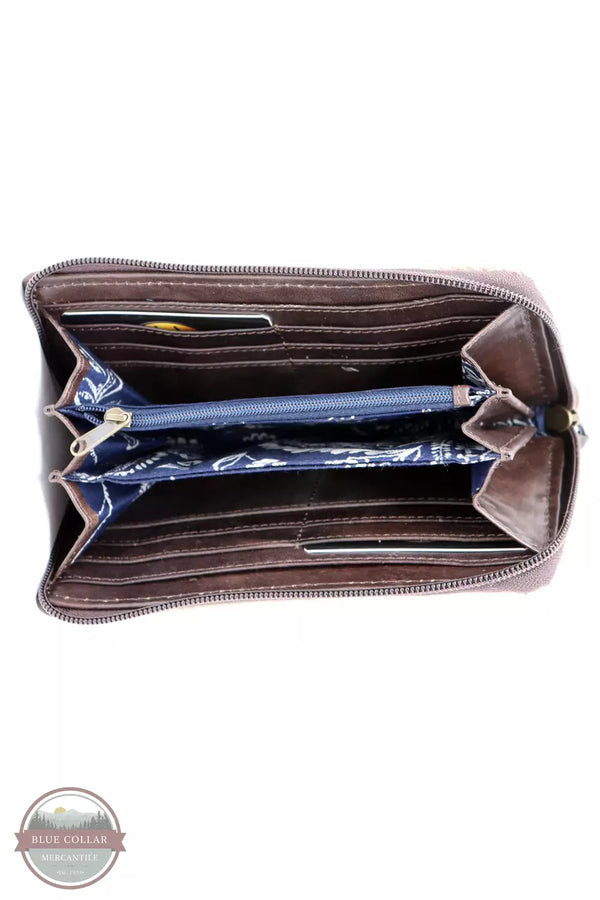 Ariat A770011002 Audrey Clutch Wallet with Floral Embroidery & Fringe in Brown Inside View