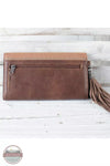 Blazin Roxx N7531502 Zapotec Clutch Wallet with Aztec Design & Fringe in Brown Back View