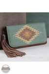 Blazin Roxx N7531502 Zapotec Clutch Wallet with Aztec Design & Fringe in Brown Front View