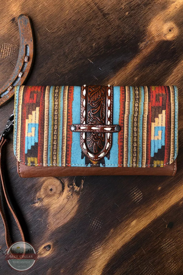 Blazin Roxx N770003697 Southwest Clutch Wallet in Brown Front View