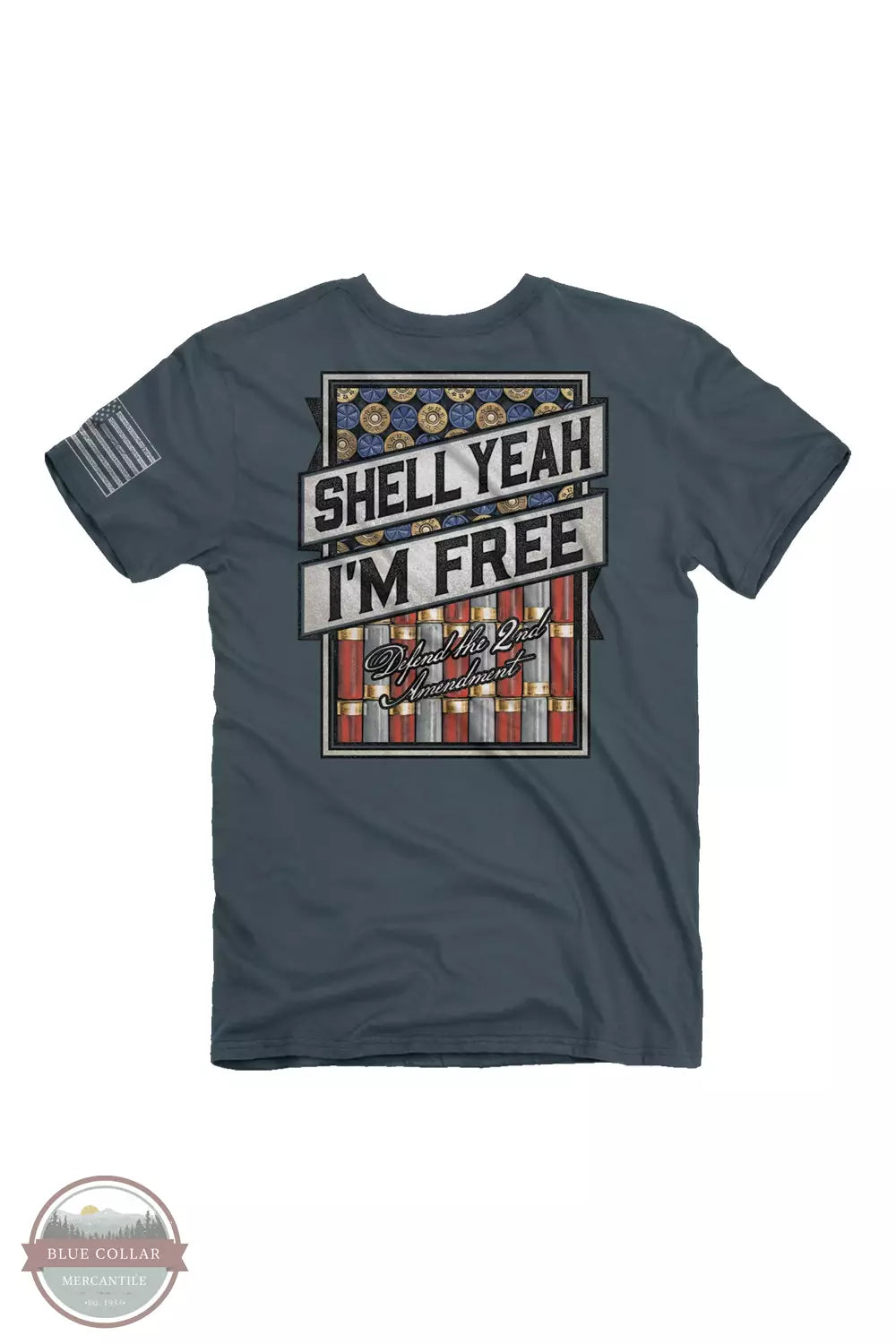 Buck Wear 2176 Shell Yeah Freedom Short Sleeve T-Shirt in Indigo Back View