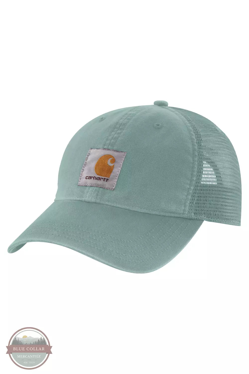 Carhartt 100286 Canvas Mesh Back Cap Blue Surf Front View