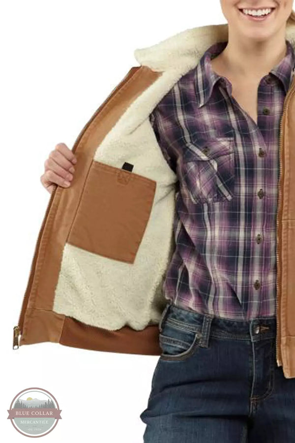 Carhartt 100815-211 Sherpa Lined Weathered Duck Jacket in Carhartt Brown Inside View