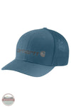 Carhartt 105353 Rugged Flex Fitted Canvas Mesh-Back Logo Graphic Cap Blue Front View