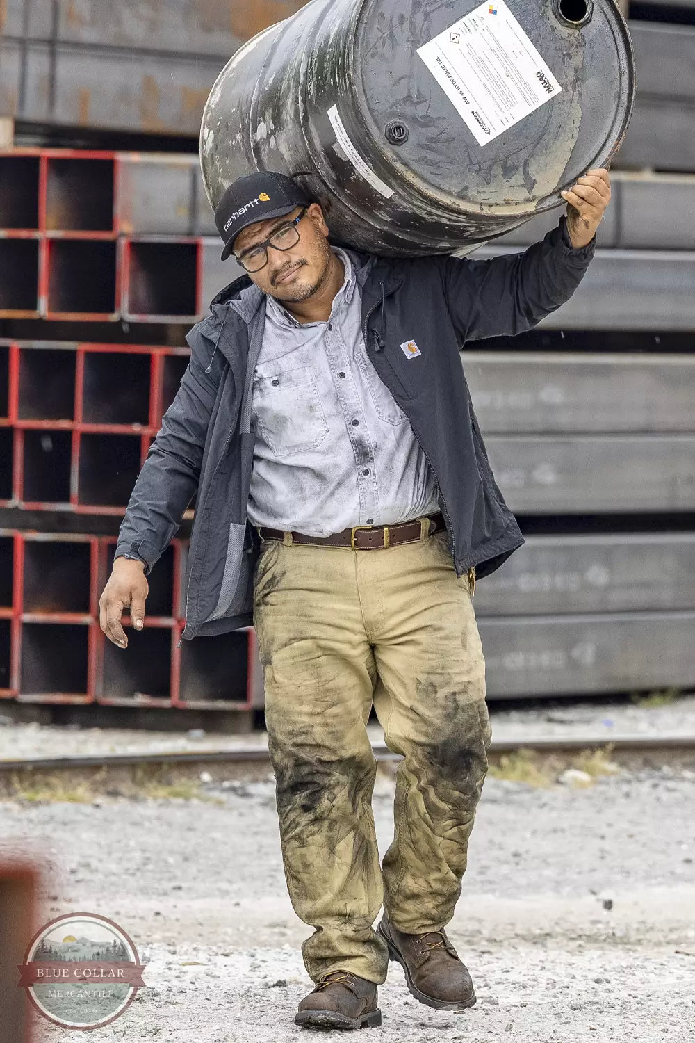 Carhartt 105353 Rugged Flex Fitted Canvas Mesh-Back Logo Graphic Cap Black Life View