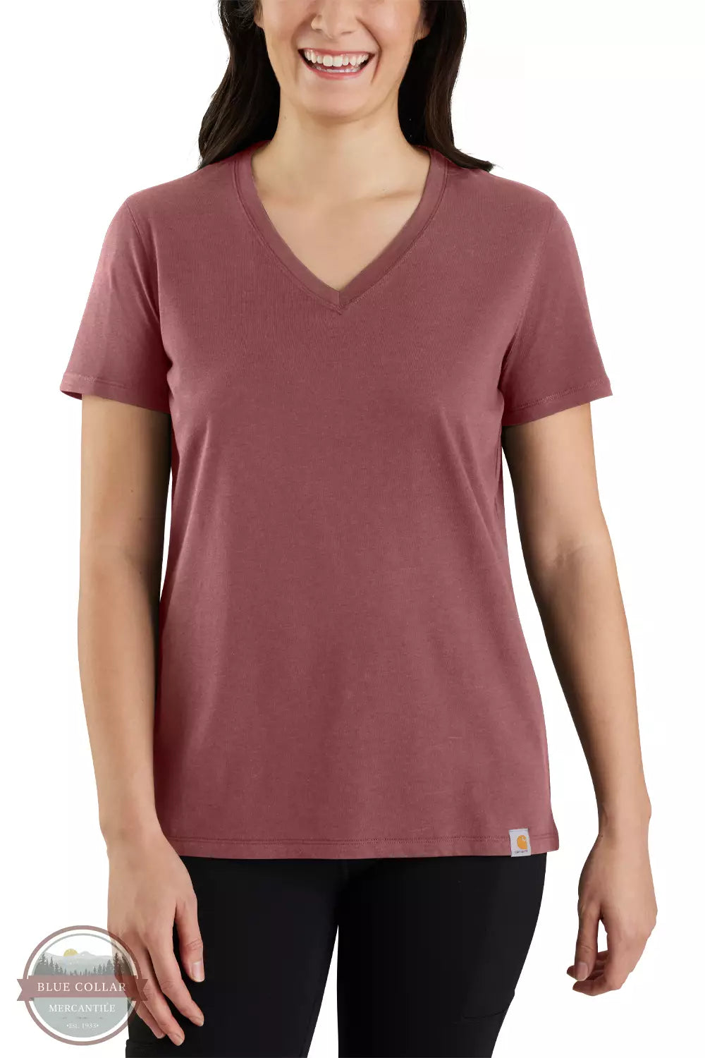 Carhartt 105739 Relaxed Fit Lightweight V-Neck T-Shirt Apple Butter Front View