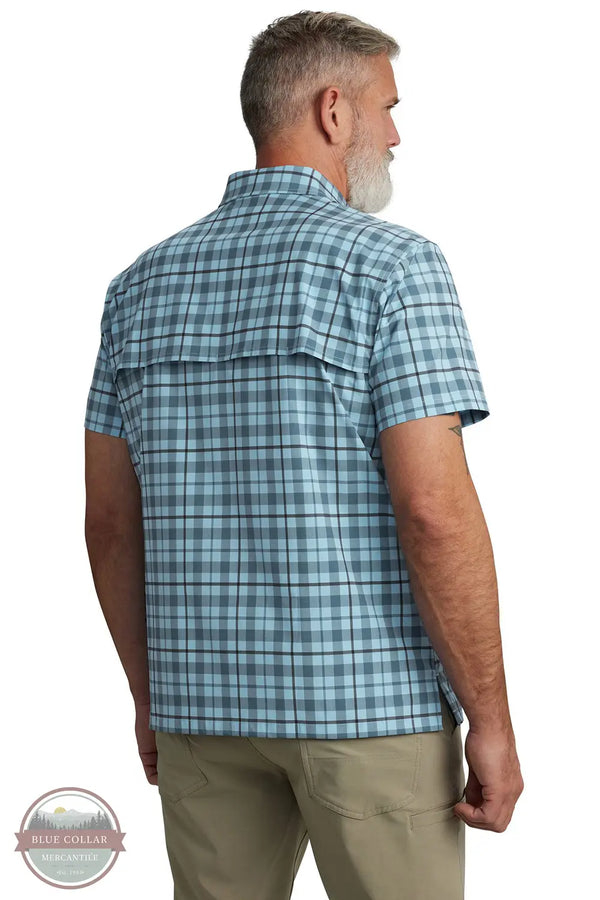 Carhartt 106747 Force Sun Relaxed Fit Plaid Short Sleeve Shirt in blue, rear