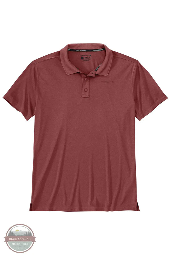 Carhartt 106901 Force Sun Relaxed Fit Short Sleeve Polo Shirt in red, front