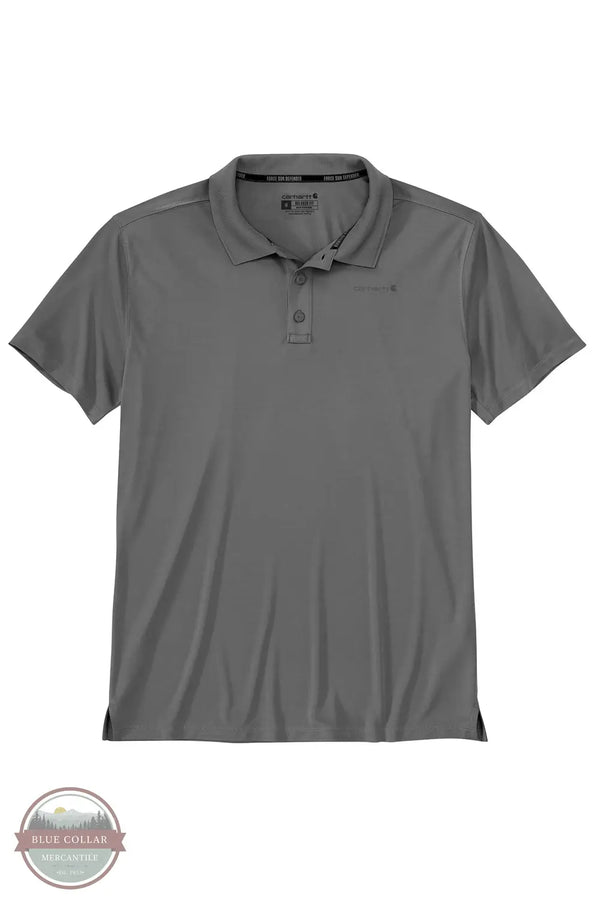 Carhartt 106901 Force Sun Relaxed Fit Short Sleeve Polo Shirt in gray, front
