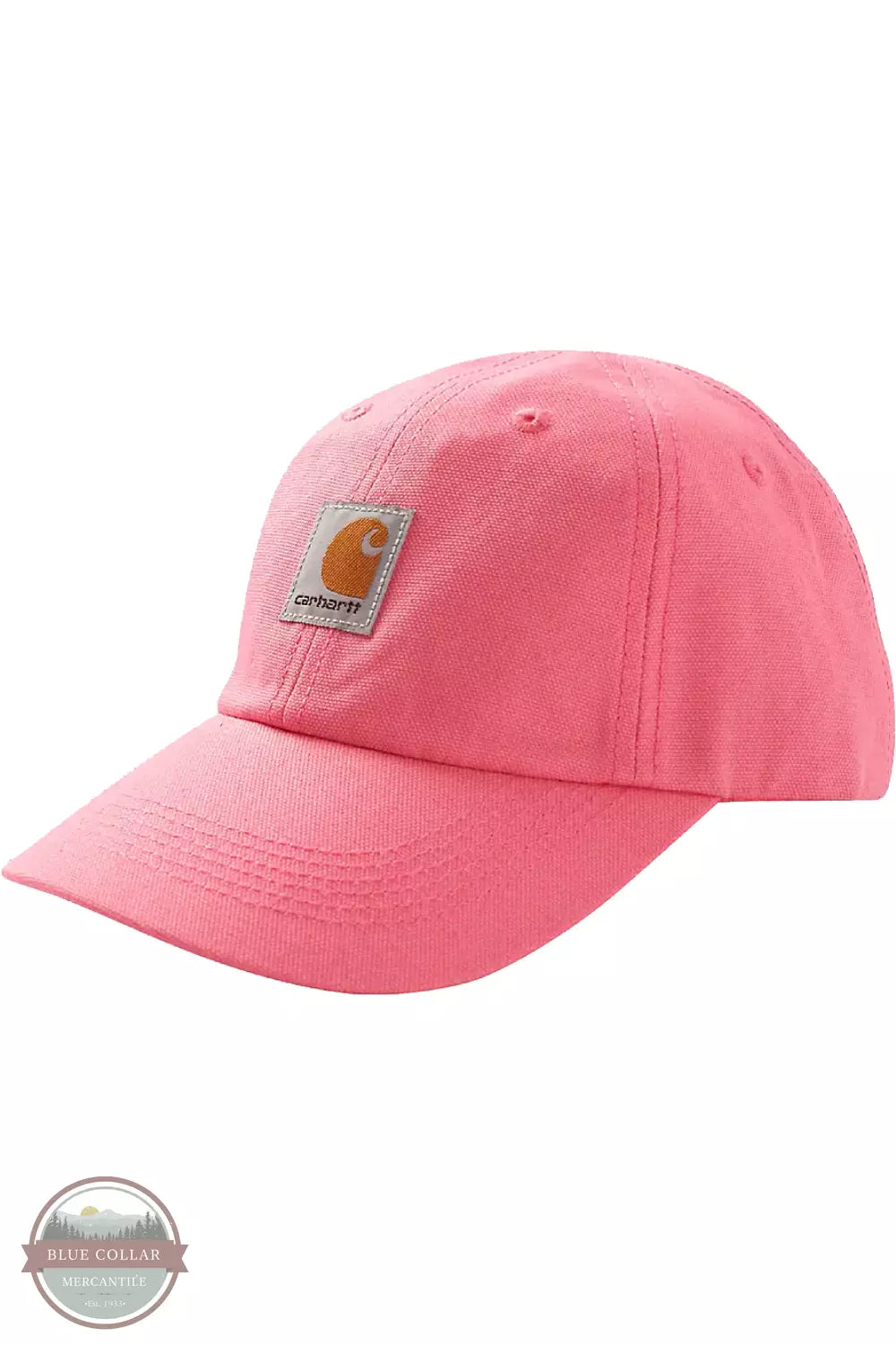 Carhartt CB8900 Kids' Signature Canvas Cap Pink Rose Profile View. Available in multiple colors