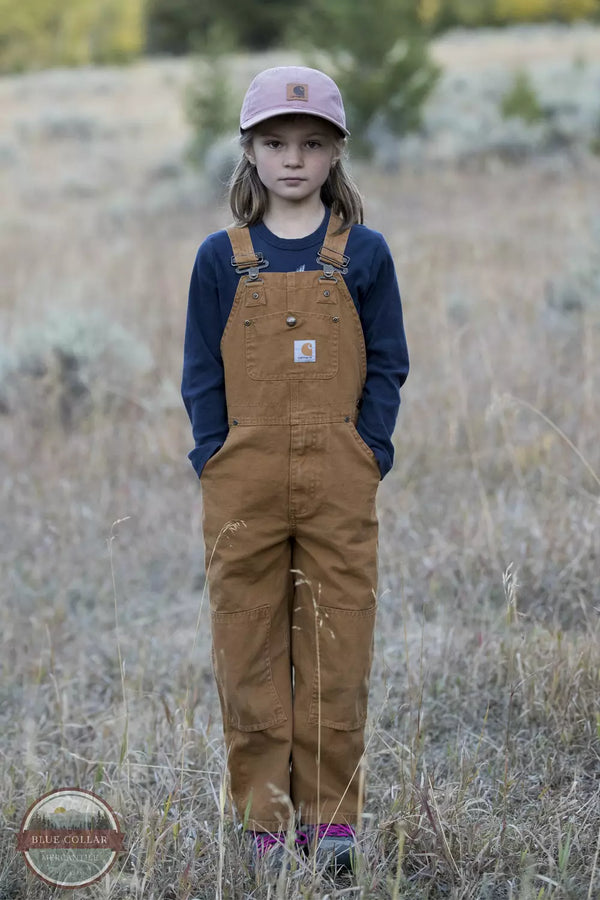 Carhartt CM8603-D15 Youth Duck Bib Overalls in Carhartt Brown Life Front View