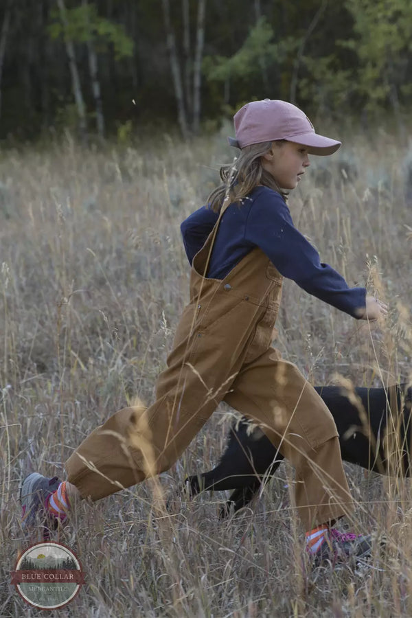 Carhartt CM8603-D15 Youth Duck Bib Overalls in Carhartt Brown Life Side View