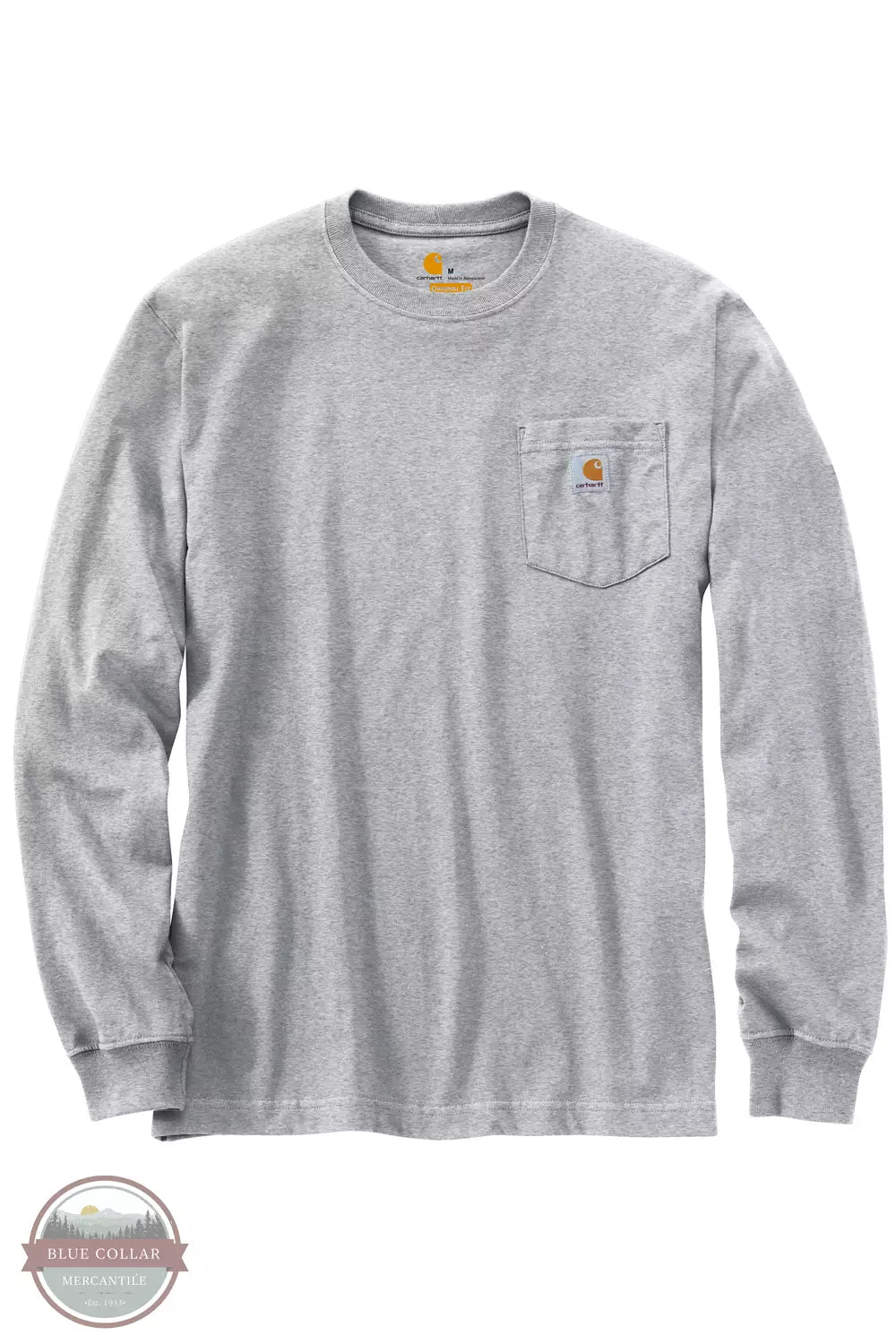 Carhartt K126 Loose Fit Heavyweight Pocket Long Sleeve T-Shirt Heather Gray Front View