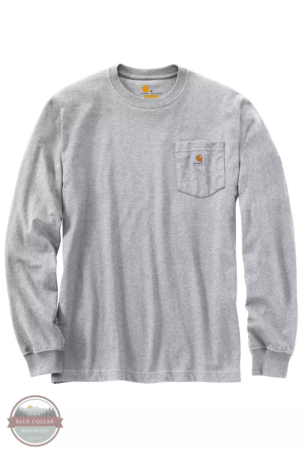 Carhartt K126 Loose Fit Heavyweight Pocket Long Sleeve T-Shirt Heather Gray Front View