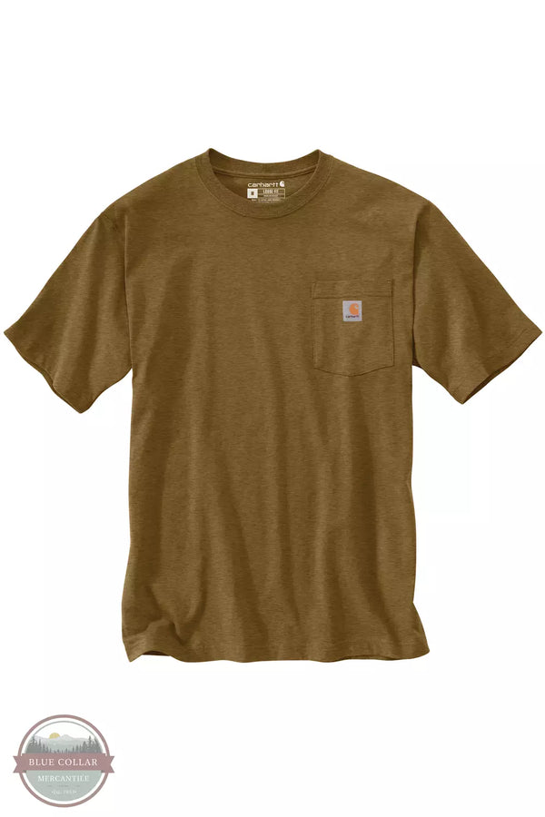 Carhartt K87 Loose Fit Heavyweight Short Sleeve Pocket T-Shirt B00 Oiled Walnut Heather