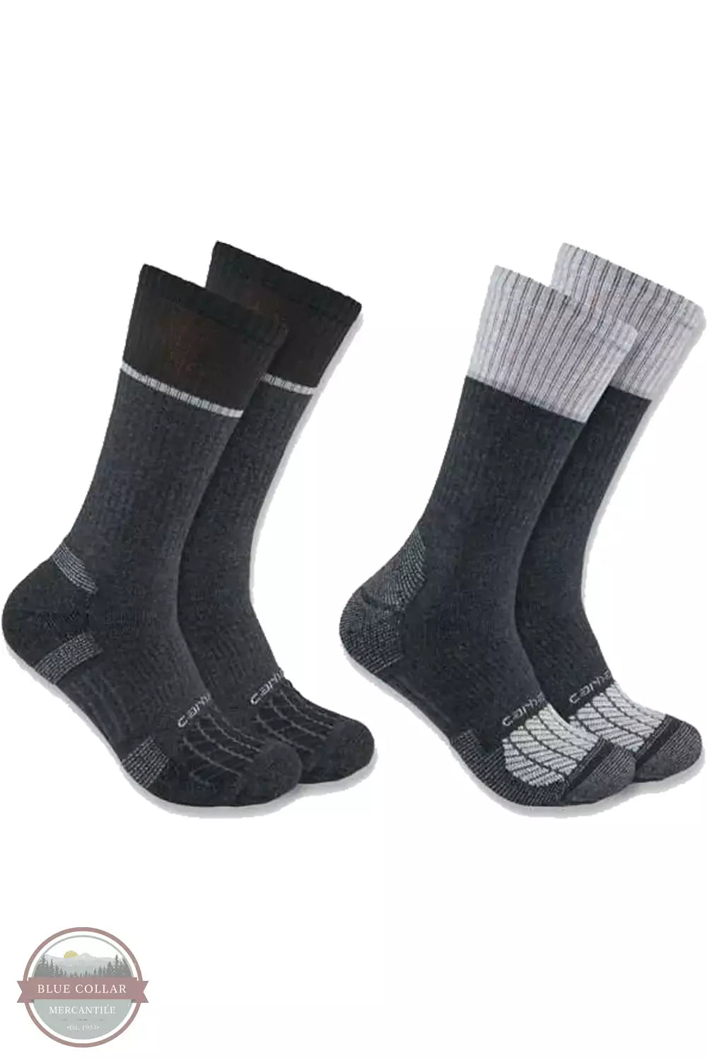 Carhartt SC0012M Force® Midweight Steel Toe Crew Socks 2-Pack Gray Profile View