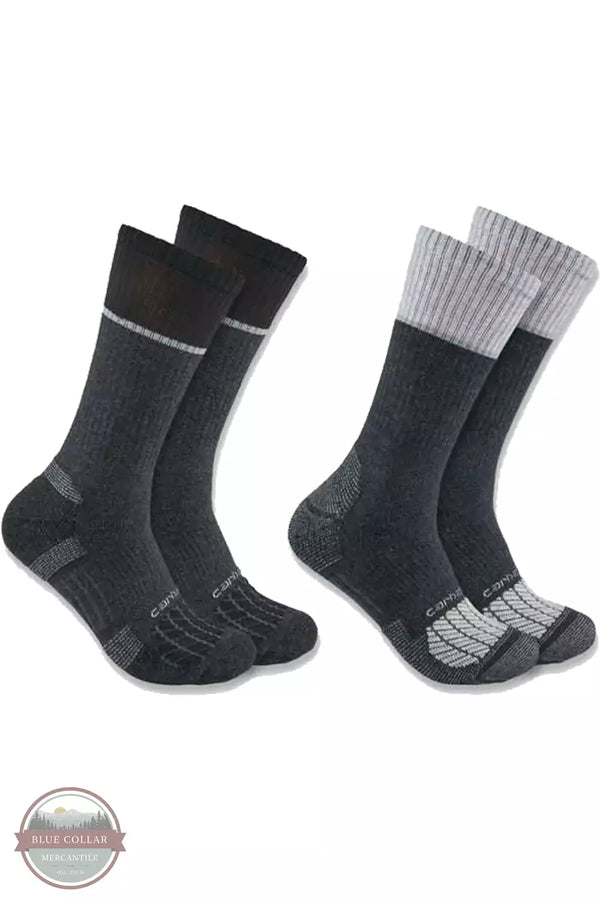 Carhartt SC0012M Force® Midweight Steel Toe Crew Socks 2-Pack Gray Profile View