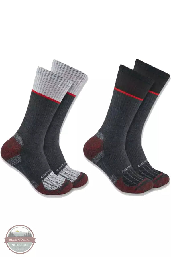 Carhartt SC0012M Force® Midweight Steel Toe Crew Socks 2-Pack Red Profile View. Available in multiple colors